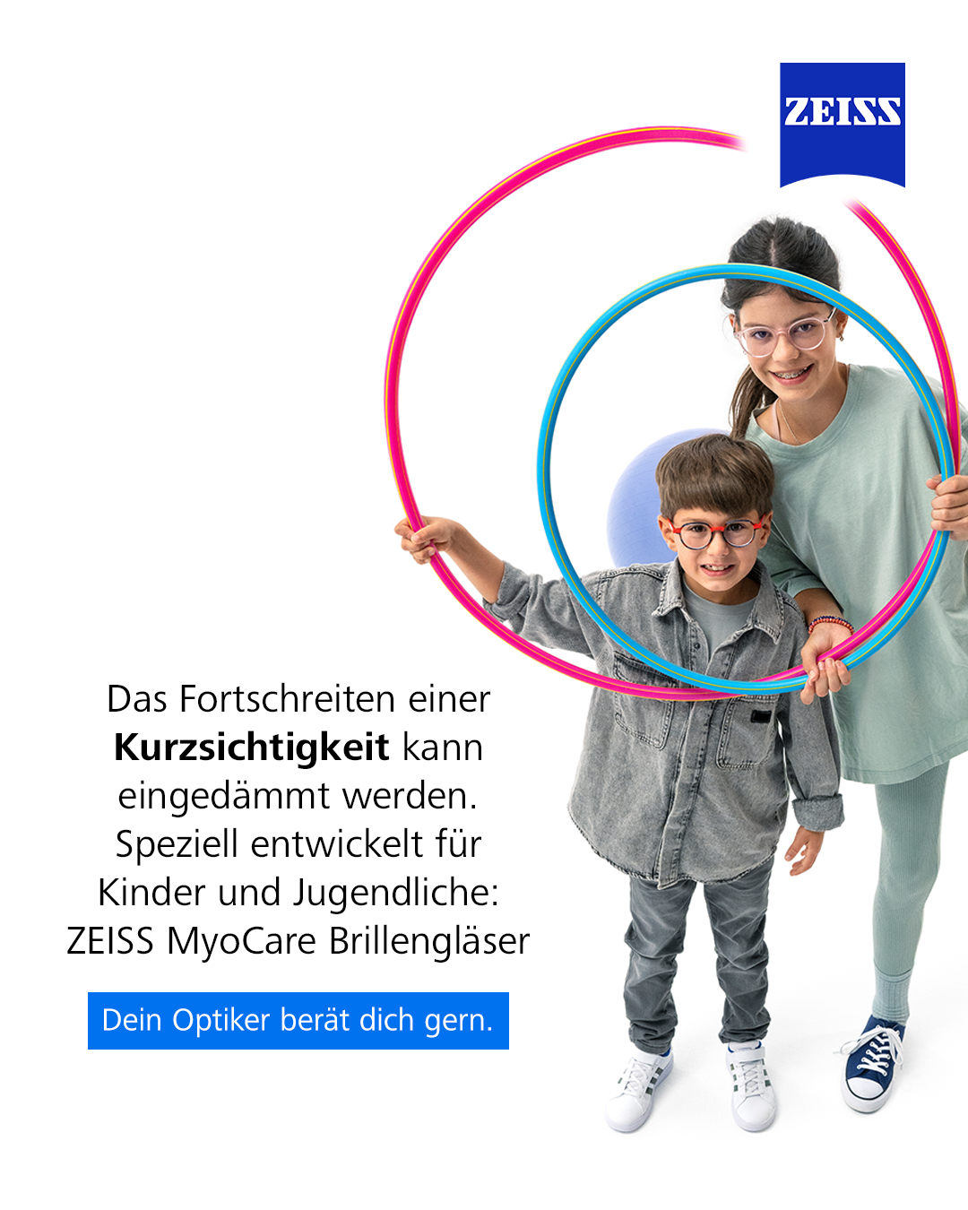 ZEISS MyoCare: Das Fortschreiten einer Kurzsichtigkeit kann eingedämmt werden. Speziell entwickelt für Kinder und Jugendliche: ZEISS MyoCare Brillengläser